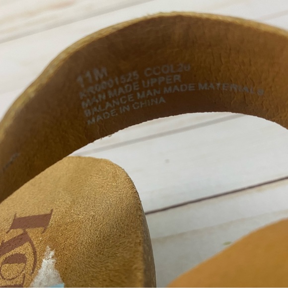 Korks Primrose Faux Leather Cork Heel Strappy Brown Tan Sandals Size 11M - Picture 8 of 10